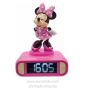 Будилник Lexibook Disney Minnie, детски будилник с нощна светлина, звуци и мелодии, LCD екран с подс