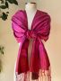 Копринен шал в цикламено розово, с етикет, снимка 1 - Шалове - 45726505