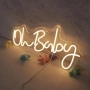 Нов знак лампа LED неонова табела Oh Baby USB за baby shower и детска стая, снимка 1