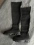 Черни дамски ботуши над коляното тип чорап на масивна подметка, снимка 3