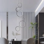 6-пръстенов кръг ринг модерен лед LED полилей за висок таван, димируем, снимка 6