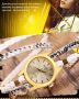 Дамски ръчен часовник тип гривна с верижки за увиване около китката. Цветове - бял или златен., снимка 5