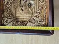 Стара позлатена Руска Домашна Икона разкошна оригинал 19 век, снимка 9