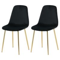 Venture Home Трапезни столове Polar, 2 бр, черно кадифе и месинг(SKU:444705, снимка 1 - Столове - 45538173