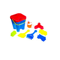 Плажна кофичка замък, 7 аксесоара, синя, 15x15x21, снимка 1 - Надуваеми играчки - 44956404