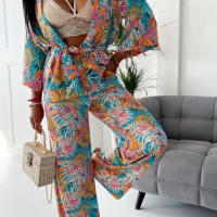Комплект панталон с кимоно     , снимка 1 - Комплекти - 45068966