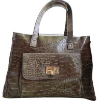 Дамска чанта от еко кожа със животинска щампа, Кафява, 38х26х12 см, снимка 1 - Чанти - 45675191