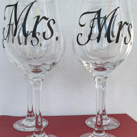 Стъклени чаши за вино с надпис , снимка 2 - Чаши - 44950684
