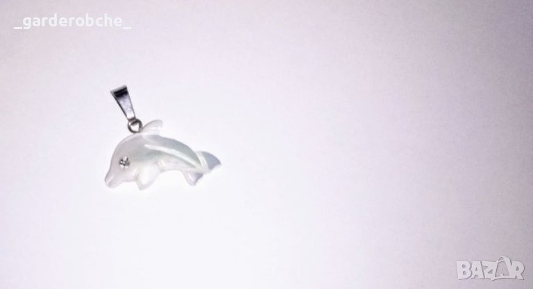💖🐬Дамска Чисто нова седефена висулка ''Делфинче''-бял седеф, стомана и цирконий🐬💖, снимка 1
