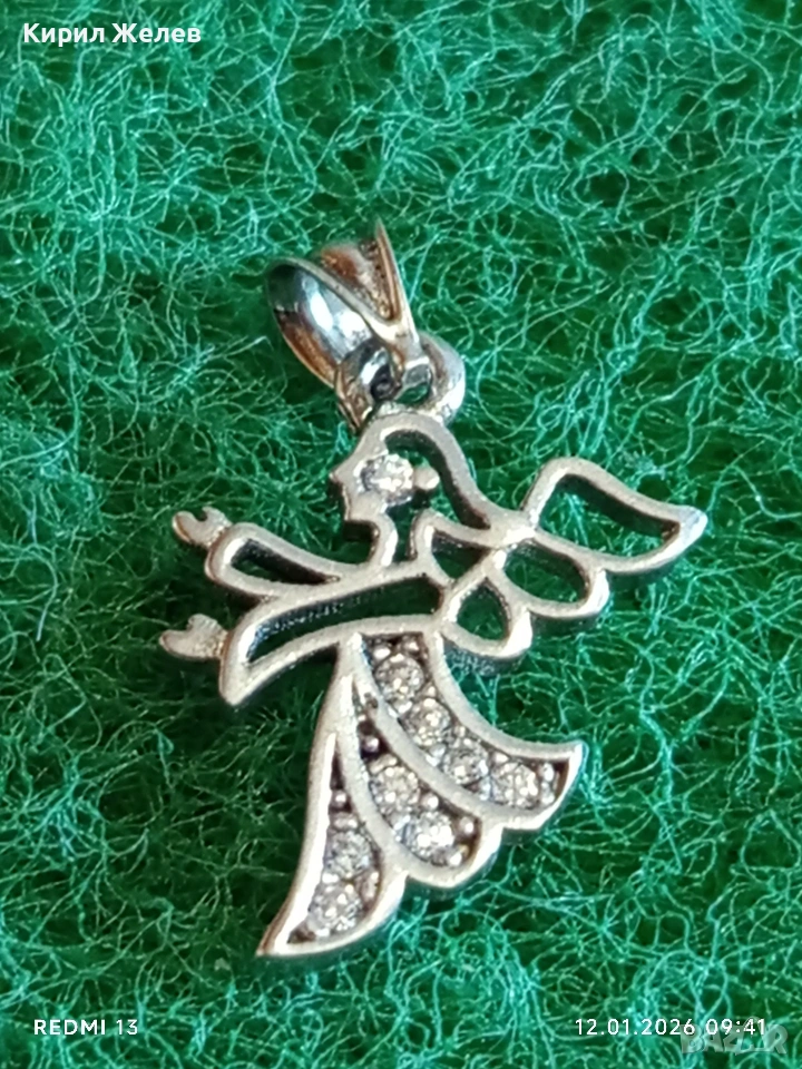 Сребърна висулка Ангел с инкрустирани кристали подходящ аксесоар за ежедневието 52585, снимка 1
