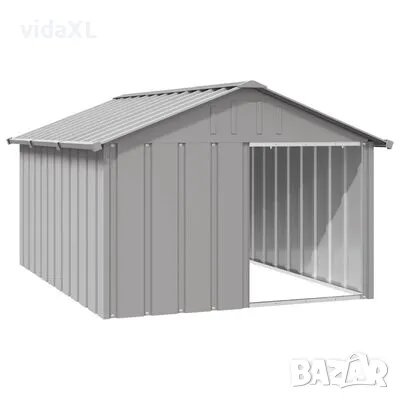 vidaXL Кучешка къща сива 116,5x153x81,5 см поцинкована стомана（SKU:171543）, снимка 1