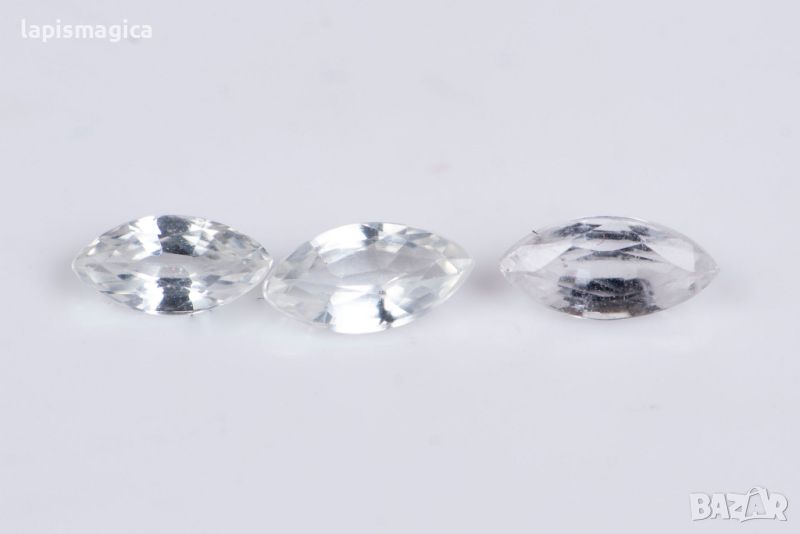 3 броя бял сапфир 0.55ct 5x2.5mm нагряван маркиз шлифовка №1, снимка 1