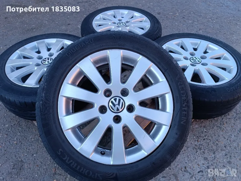 Лети джанти 16ки 5х112 VW + летни гуми 205/55/16 Vredestein, снимка 1