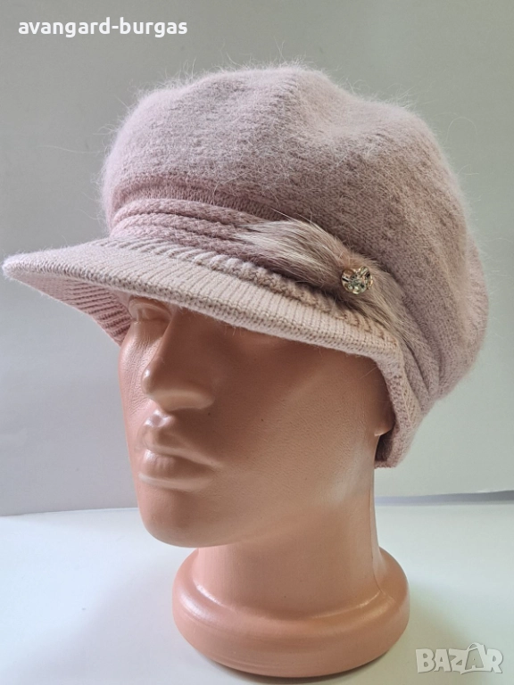 318 Дамска бутикова шапка каскет - ангора, снимка 1