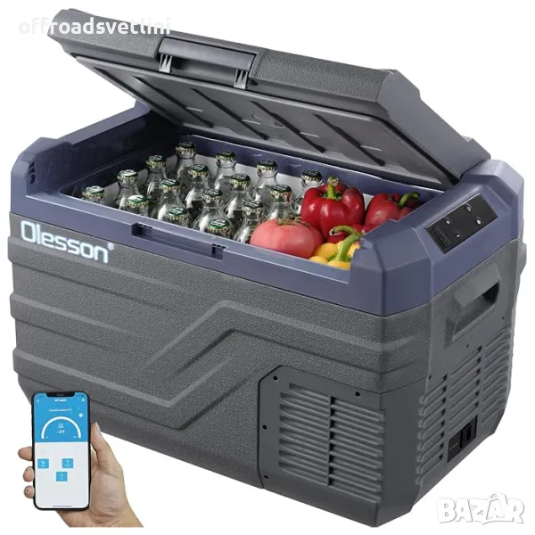 Olesson 27L Портативен хладилник с фризер 12V 24V 220V Хладилна кутия, снимка 1