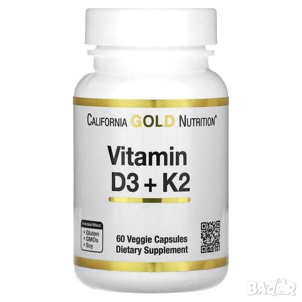 Витамин D3 + K2 California Gold Nutrition 60 капсули, снимка 1