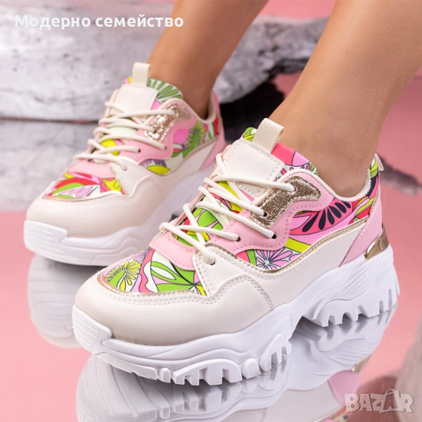 Страхотни цветни дамски маратонки с връзки , снимка 1