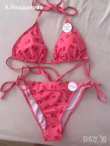 Дамски розов бански от две части , снимка 1