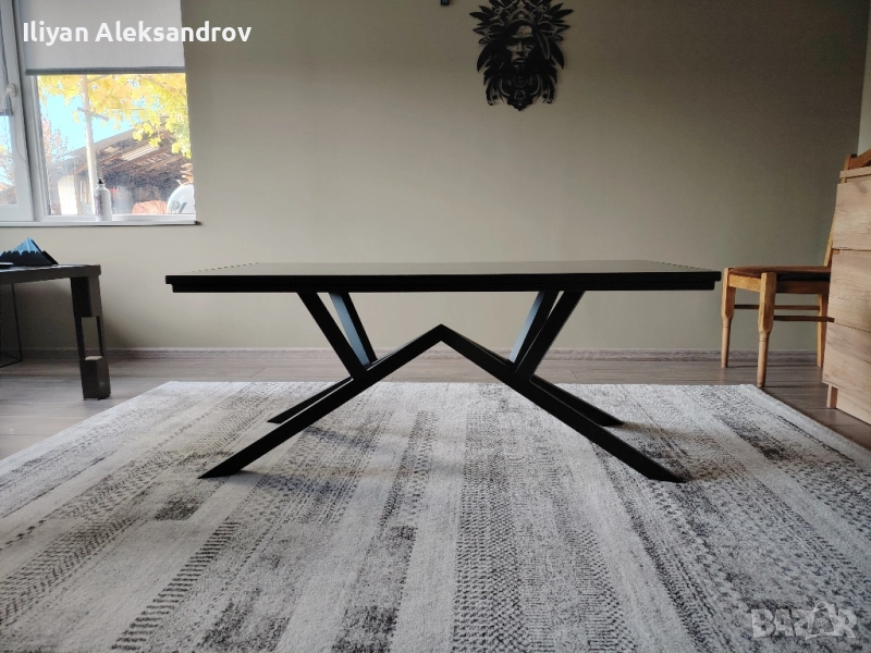 Метална холна маса с керамичен плот, снимка 1
