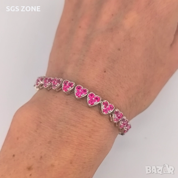 СРЕБЪРНА ГРИВНА С РОЗОВ ТОПАЗ ОТ ТАЙЛАНД, снимка 1