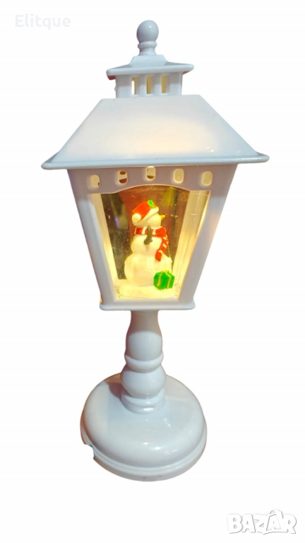 Коледен декоративен фенер с падащ сняг и светодиодно осветление, снимка 1