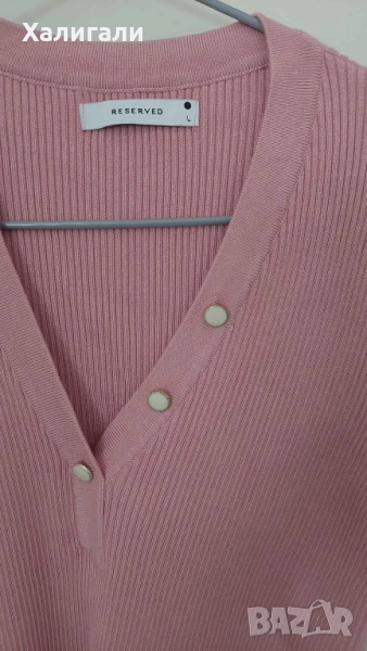 Плетена блуза с къс ръкав в розово, размер Л, снимка 1