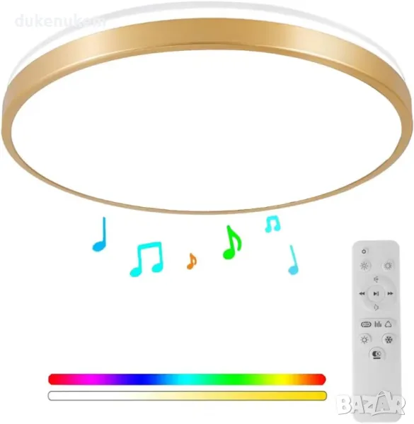 НОВА! LED Лампа за таван, Bluetooth, високоговорител, музика, RGB 24W, снимка 1