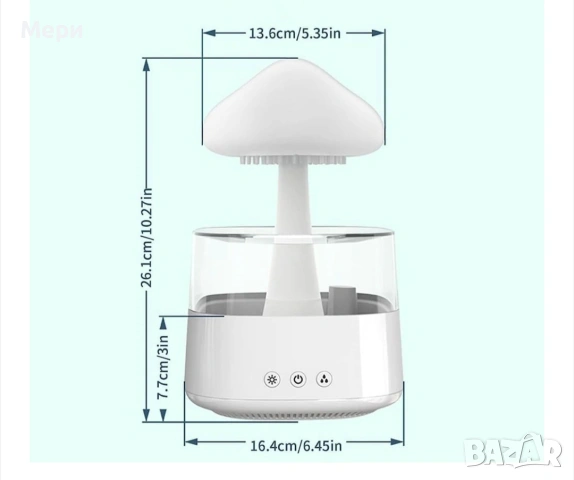 Овлажнител за въздух тип ГЪБА 450 мл, бял, снимка 3 - Други стоки за дома - 53659294