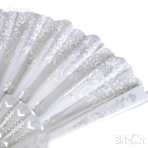 5995 Стилно дамско ветрило за разхлаждане Черно и бяло, снимка 4 - Други - 51785193