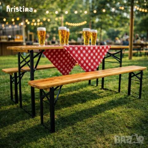 Комплект маса с две пейки, снимка 2 - Градински мебели, декорация  - 53983859