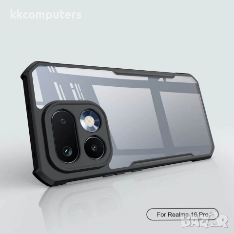 XUNDD Прозрачен Калъф за Realme 16 Pro 5G - TPU+Акрил, Airbag, 0.8mm защита, Черен, снимка 2 - Калъфи, кейсове - 54179837