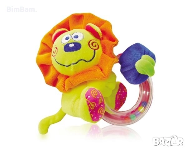 Бебешка плюшена играчка дрънкалка Лъвче с рингче  / Lorelli Toys