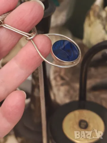 Стара страхотна огърлица с рядък син седеф , снимка 4 - Колиета, медальони, синджири - 50302532
