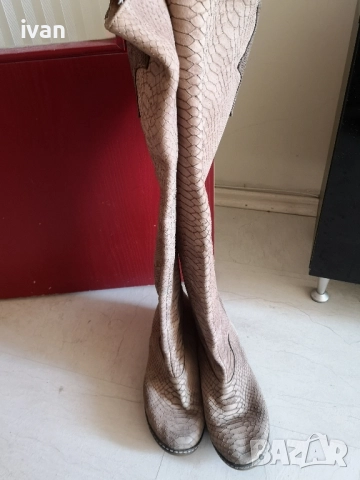 дамски елегантни ботуши змийска естествена кожа 38, снимка 4 - Дамски ботуши - 51895576