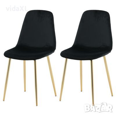 Venture Home Трапезни столове Polar, 2 бр, черно кадифе и месинг(SKU:444705, снимка 1 - Столове - 45749642