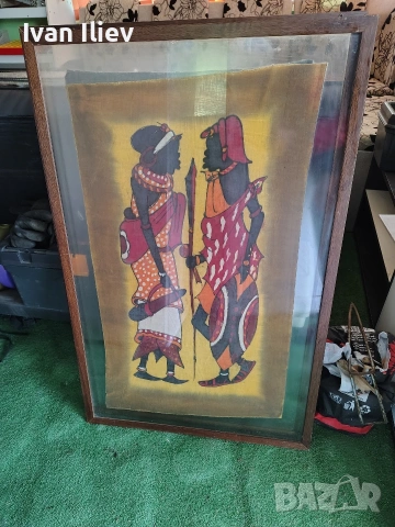 Африкански картини- батик техника, снимка 3 - Антикварни и старинни предмети - 53406262