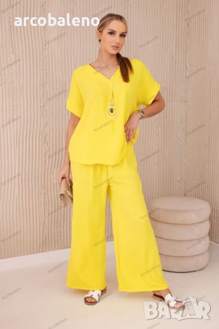 Дамски комплект с колие блуза + панталон, 13цвята , снимка 14 - Комплекти - 46399253