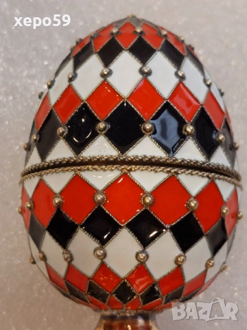 СССР-сребърно великденско(Пасхалное)яйце с клетъчен горещ емайл/среда 20 век,сребро 925, снимка 6 - Антикварни и старинни предмети - 52824916