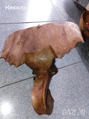 Голяма слонска дървена глава, снимка 5 - Декорация за дома - 51393931