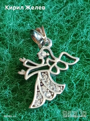 Сребърна висулка Ангел с инкрустирани кристали подходящ аксесоар за ежедневието 52585