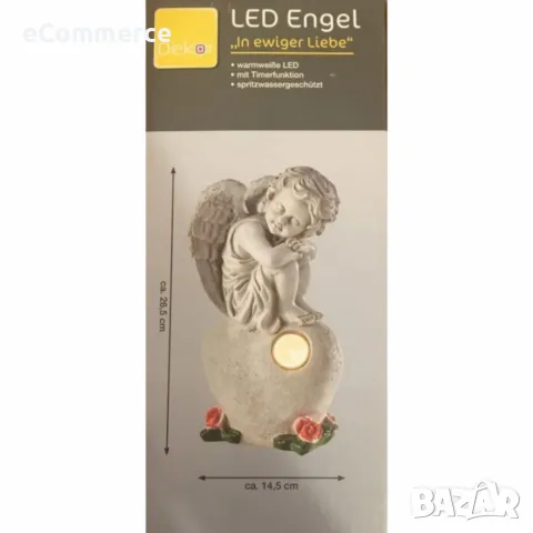 Светеща LED статуетка ангел In Ewiger Liebe – Символ на вечна любов и спокойствие, снимка 1 - Градински мебели, декорация  - 49061340