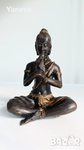 Бронзова статуетка на музикант в медитация , излъчващ спокойствие и духовна хармония. , снимка 6 - Статуетки - 53727276