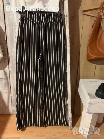 🍓 Forever 21🍋 широк панталон на райета с висока талия👟, снимка 2 - Панталони - 51828316