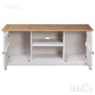 vidaXL ТВ шкаф, бял, 120x40x50 см, бор масив, Panama Range(SKU:282672), снимка 4 - Шкафове - 49461586