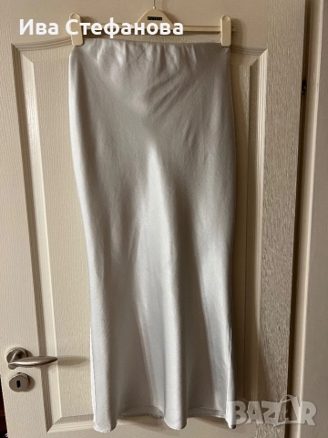 Нова елегантна дълга пола сатен сатенена трапец тип русалка ластик на кръста , снимка 2 - Поли - 51935634