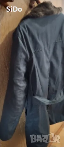 HOBA Синя шуба с кожа отвътре размер 52, снимка 8 - Други - 49893318
