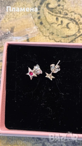 Сребърни обеци с цирконии звезди проба 925 