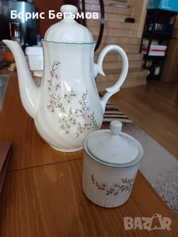 Порцеланов чайник и каничка  за , чай “Китка” гр. Нови Пазар