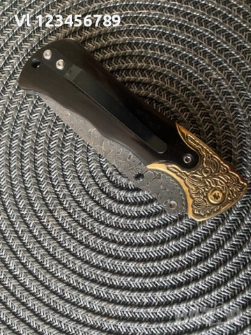 Сгъваем нож с острие имитиращо дамаска стомана 80х180 , снимка 6 - Ножове - 53713985