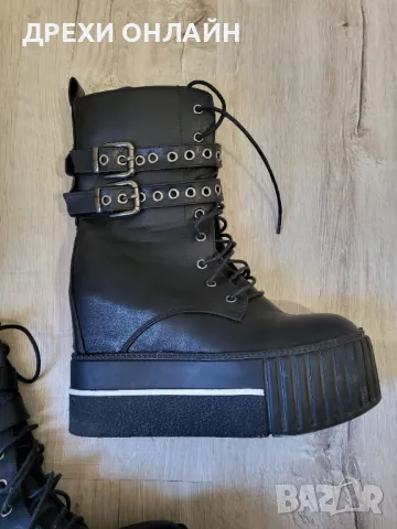 Черни боти на платформа , снимка 6 - Дамски боти - 48898879